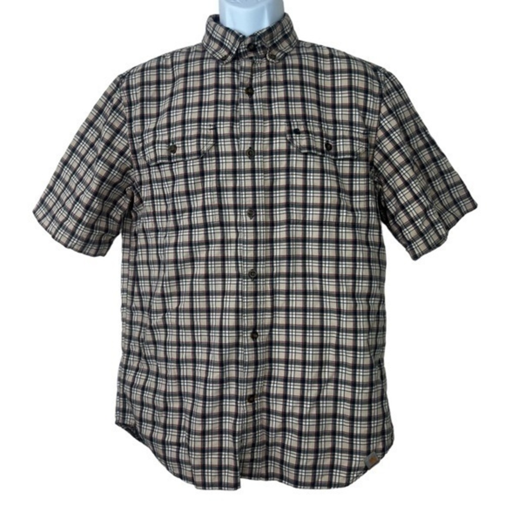 Carhartt Men Casual Shirt Button Down Brown Plaid Size M